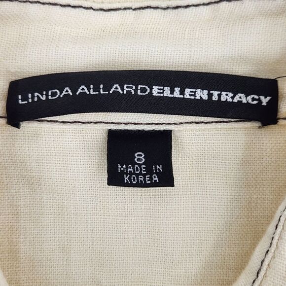 Linda Allard Ellen Tracy Jacket Shirt Women Size 8 Linen Quiet Luxury Lagenlook - Picture 5 of 9